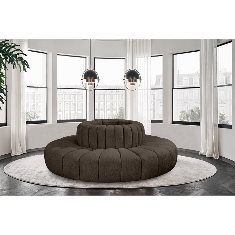 Meridian Furniture Arc Brown Boucle Fabric Modular Sectional