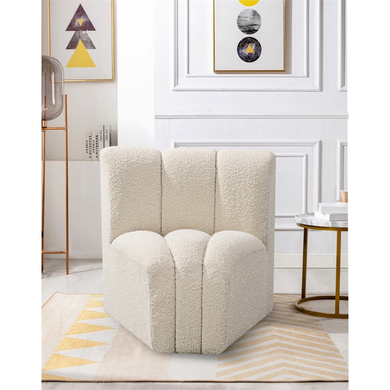 Meridian Furniture Arc Cream Boucle Fabric Curved Corner