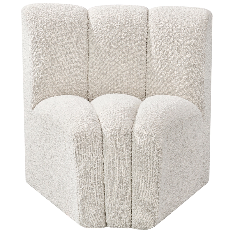 Meridian Furniture Arc Cream Boucle Fabric Curved Corner