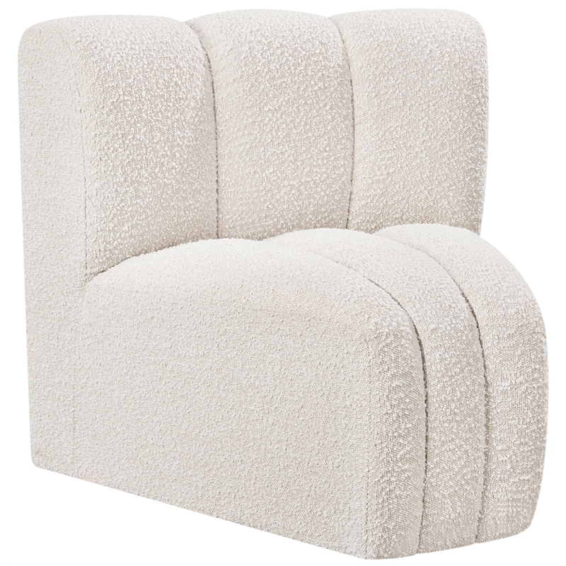 Meridian Furniture Arc Cream Boucle Fabric Curved Corner