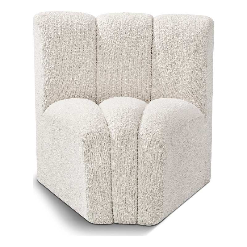 Meridian Furniture Arc Cream Boucle Fabric Curved Corner