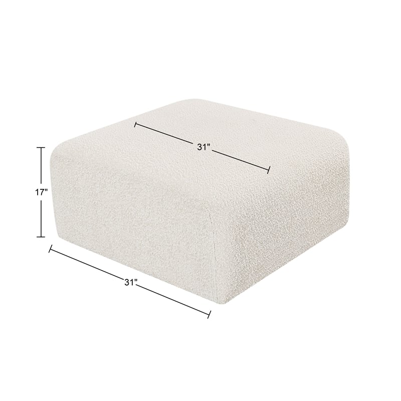 Meridian Furniture Arc Cream Boucle Fabric Ottoman