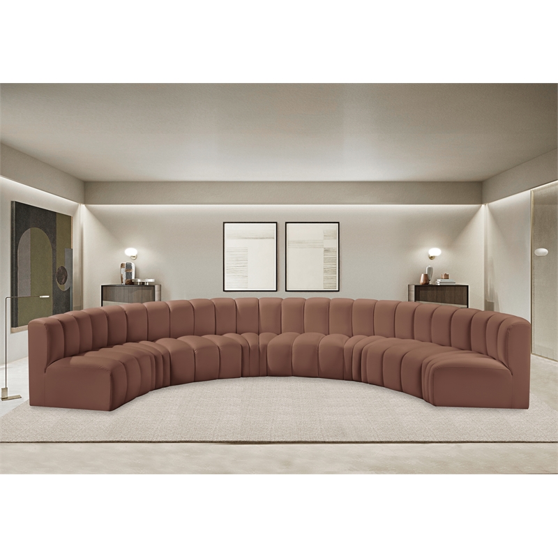 Meridian Furniture Arc Cognac Vegan Leather Modular Sectional