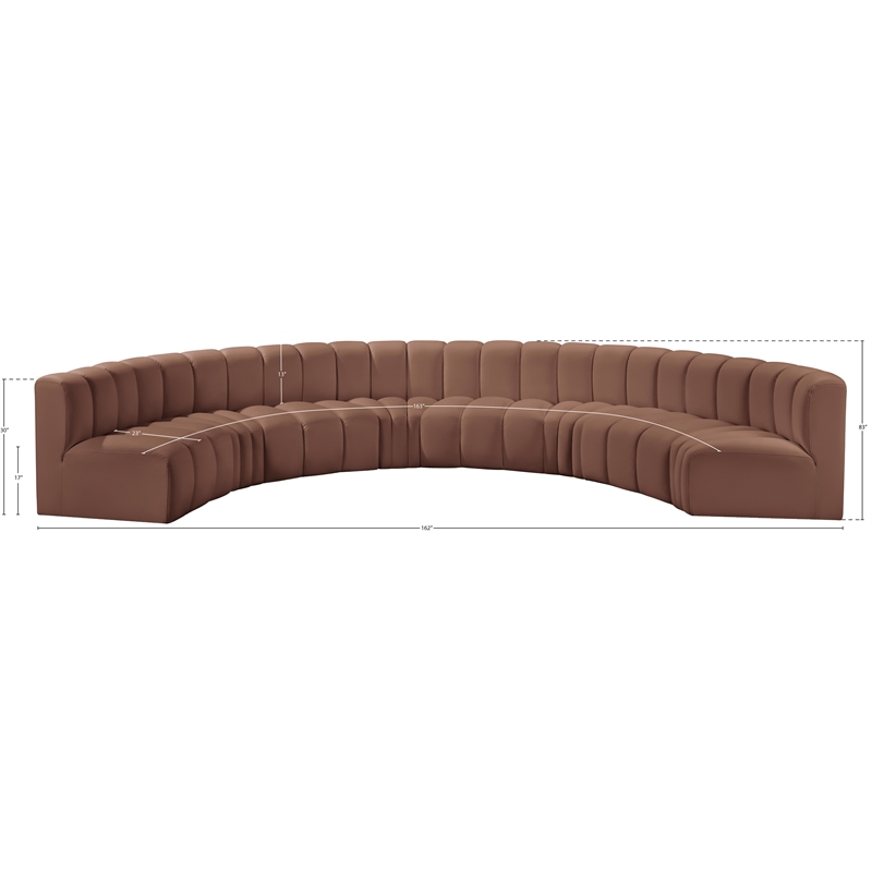 Meridian Furniture Arc Cognac Vegan Leather Modular Sectional