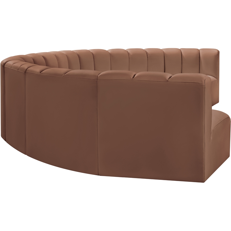 Meridian Furniture Arc Cognac Vegan Leather Modular Sectional