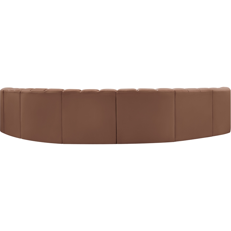 Meridian Furniture Arc Cognac Vegan Leather Modular Sectional