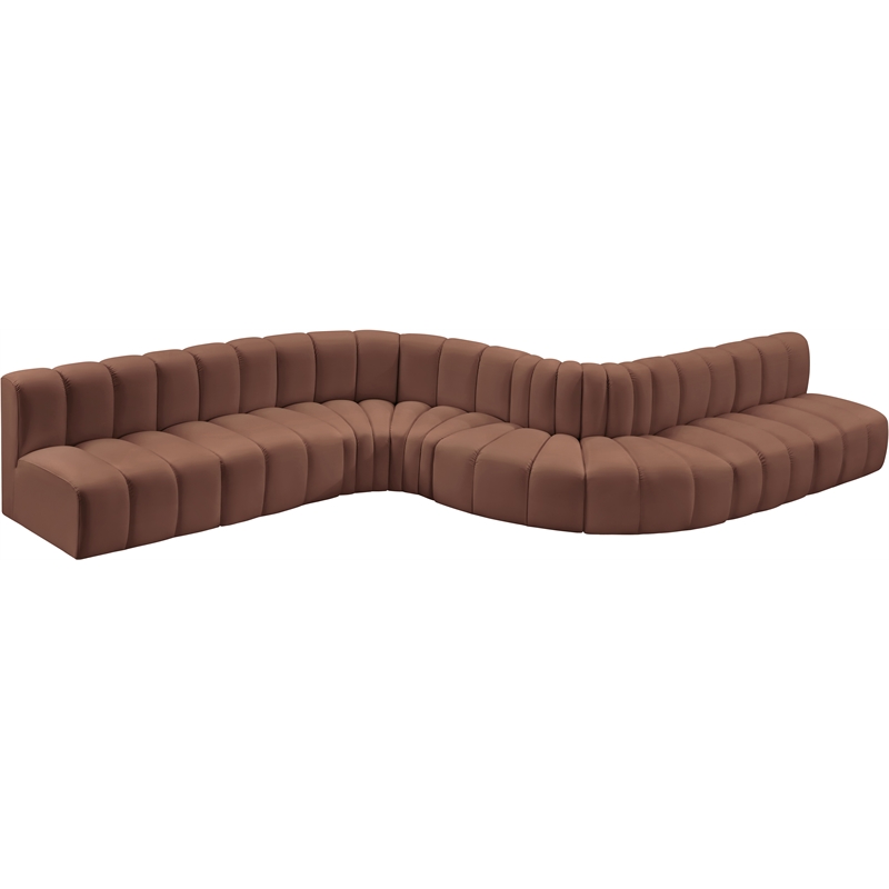 Meridian Furniture Arc Cognac Vegan Leather Modular Sectional