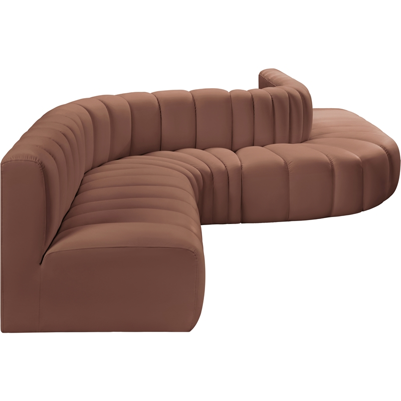 Meridian Furniture Arc Cognac Vegan Leather Modular Sectional