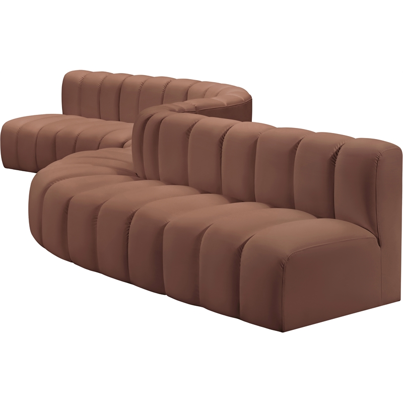 Meridian Furniture Arc Cognac Vegan Leather Modular Sectional