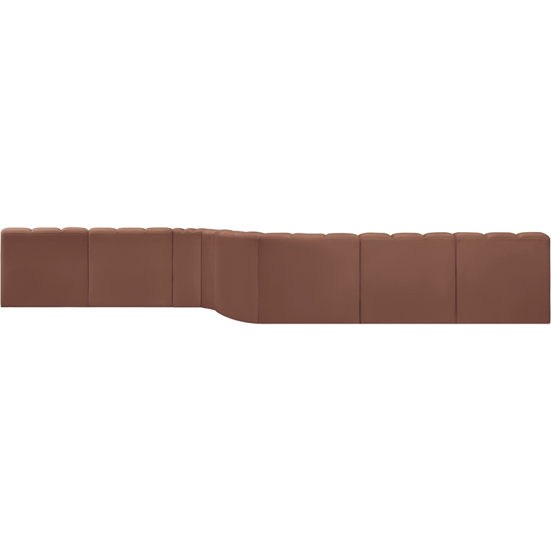 Meridian Furniture Arc Cognac Vegan Leather Modular Sectional
