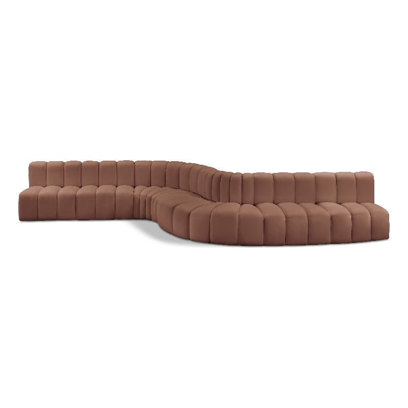Meridian Furniture Arc Cognac Vegan Leather Modular Sectional