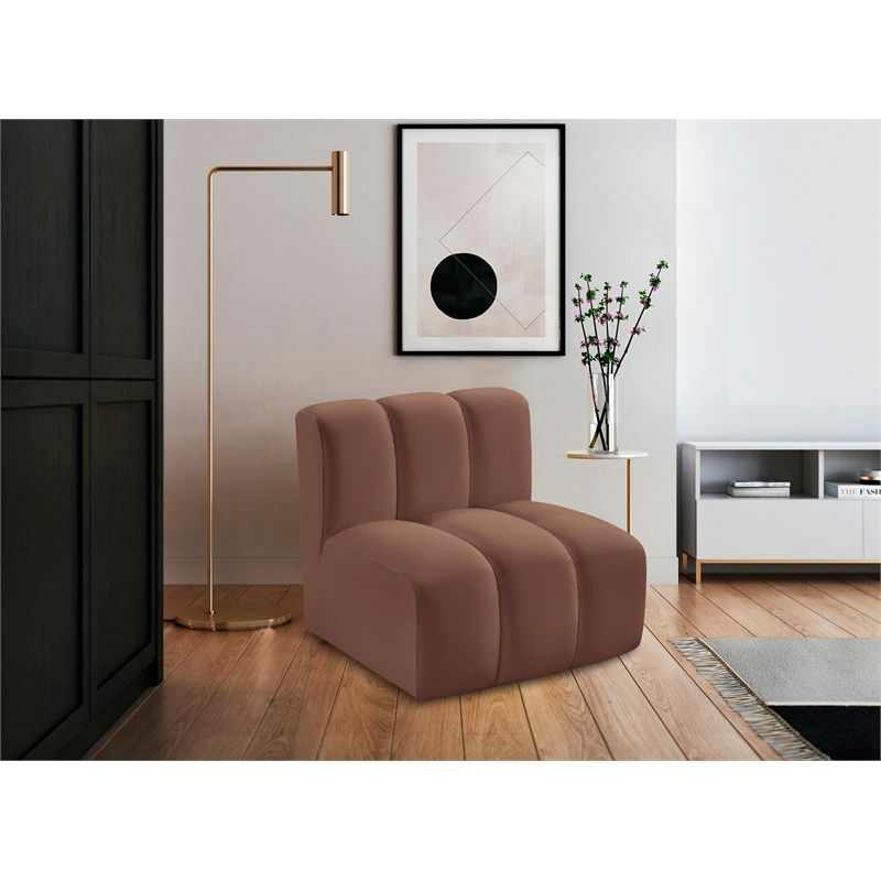 Meridian Furniture Arc Cognac Vegan Leather Straight Chair