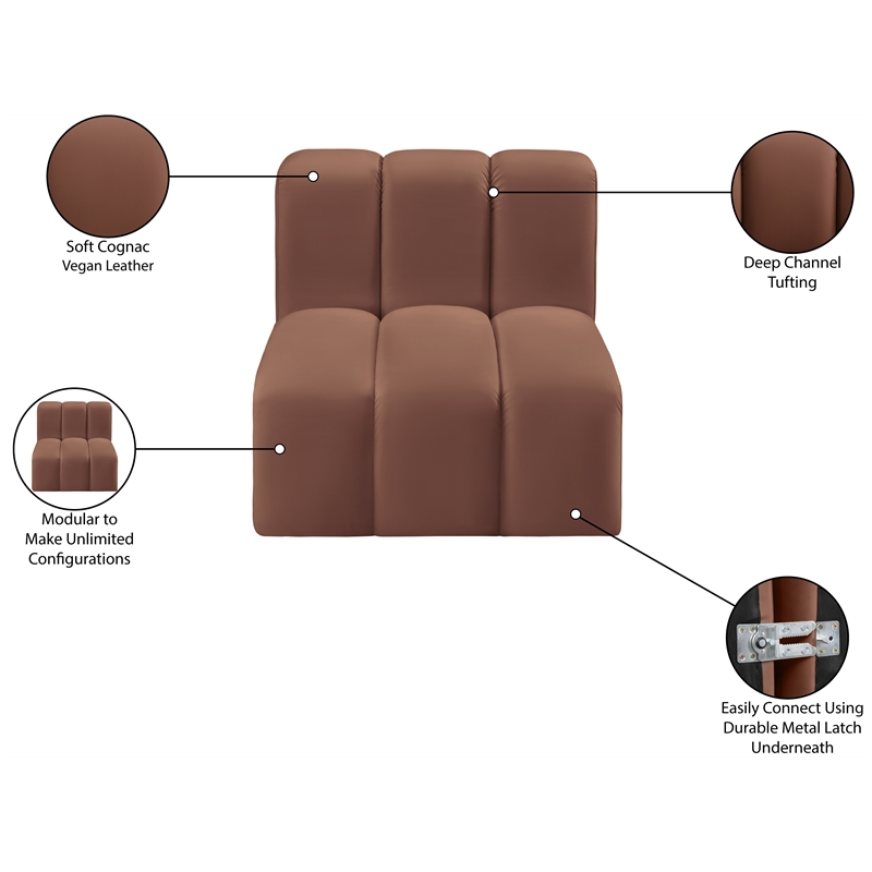 Meridian Furniture Arc Cognac Vegan Leather Straight Chair