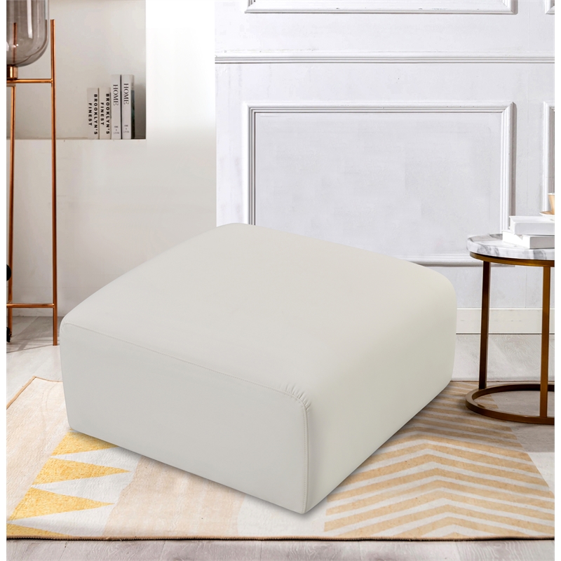 Meridian Furniture Arc Cream Vegan Leather Ottoman