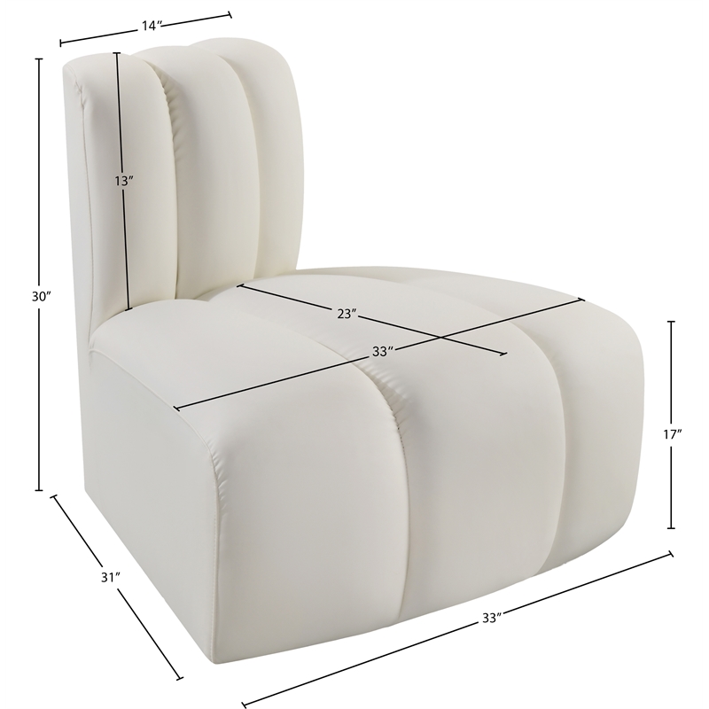 Meridian Furniture Arc Cream Vegan Leather Reverse Corner