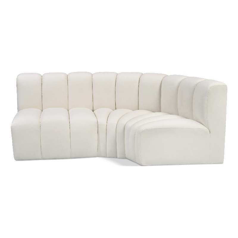 Meridian Furniture Arc Cream Vegan Leather Modular Sectional