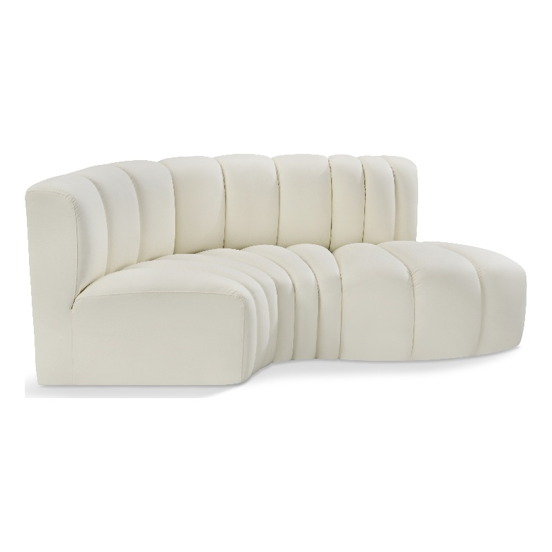 Meridian Furniture Arc Cream Vegan Leather Modular Sectional