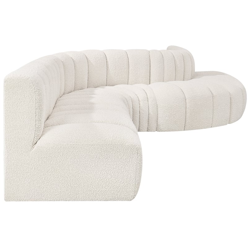 Meridian Furniture Arc Cream Boucle Fabric Modular Sectional