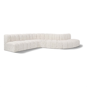 Meridian Furniture Arc Cream Boucle Fabric Modular Sectional