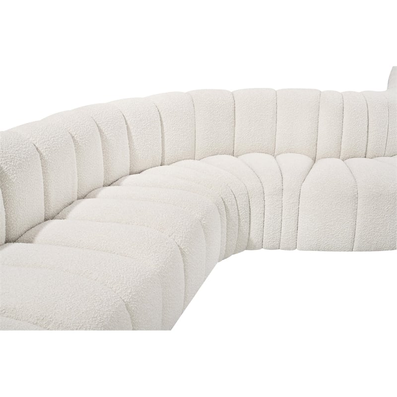 Meridian Furniture Arc Cream Boucle Fabric Modular Sectional