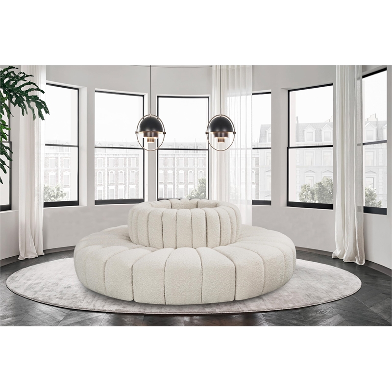 Meridian Furniture Arc Cream Boucle Fabric Modular Sectional