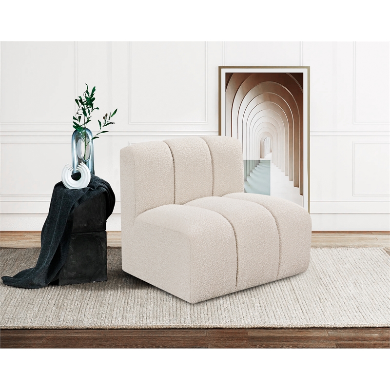 Meridian Furniture Arc Cream Boucle Fabric Straight Chair