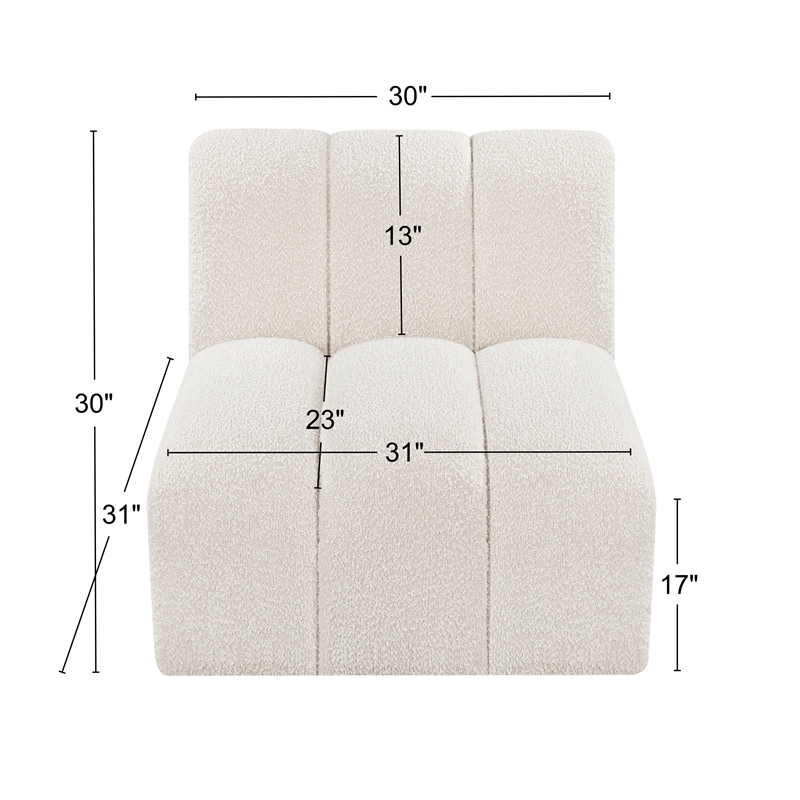 Meridian Furniture Arc Cream Boucle Fabric Straight Chair