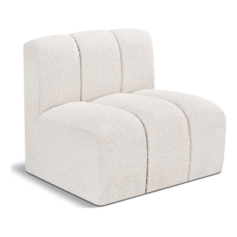 Meridian Furniture Arc Cream Boucle Fabric Straight Chair