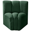 Meridian Furniture Arc Green Boucle Fabric Curved Corner