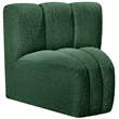 Meridian Furniture Arc Green Boucle Fabric Curved Corner