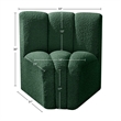 Meridian Furniture Arc Green Boucle Fabric Curved Corner