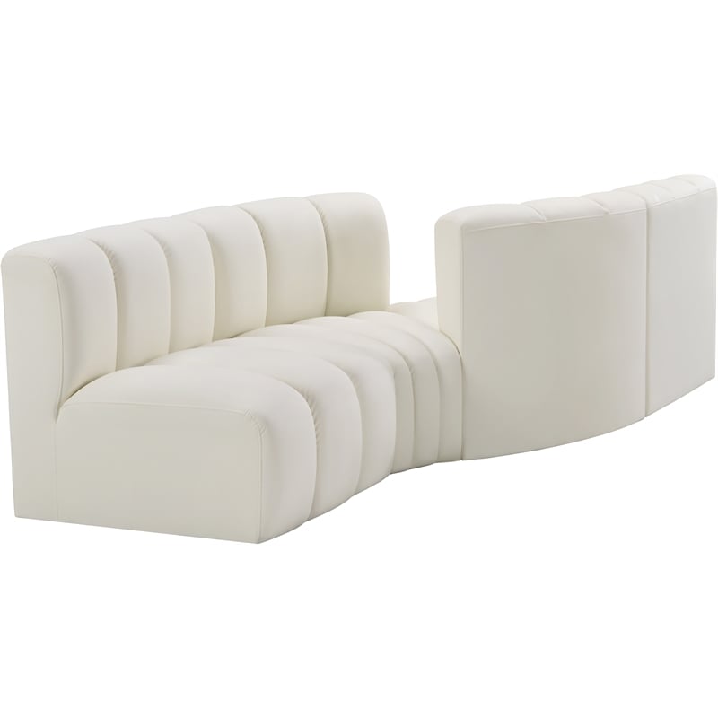 Meridian Furniture Arc Cream Vegan Leather Modular Sectional