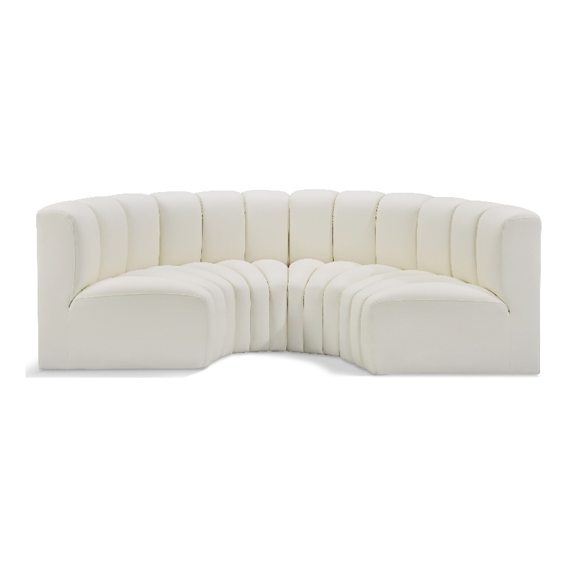 Meridian Furniture Arc Cream Vegan Leather Modular Sectional