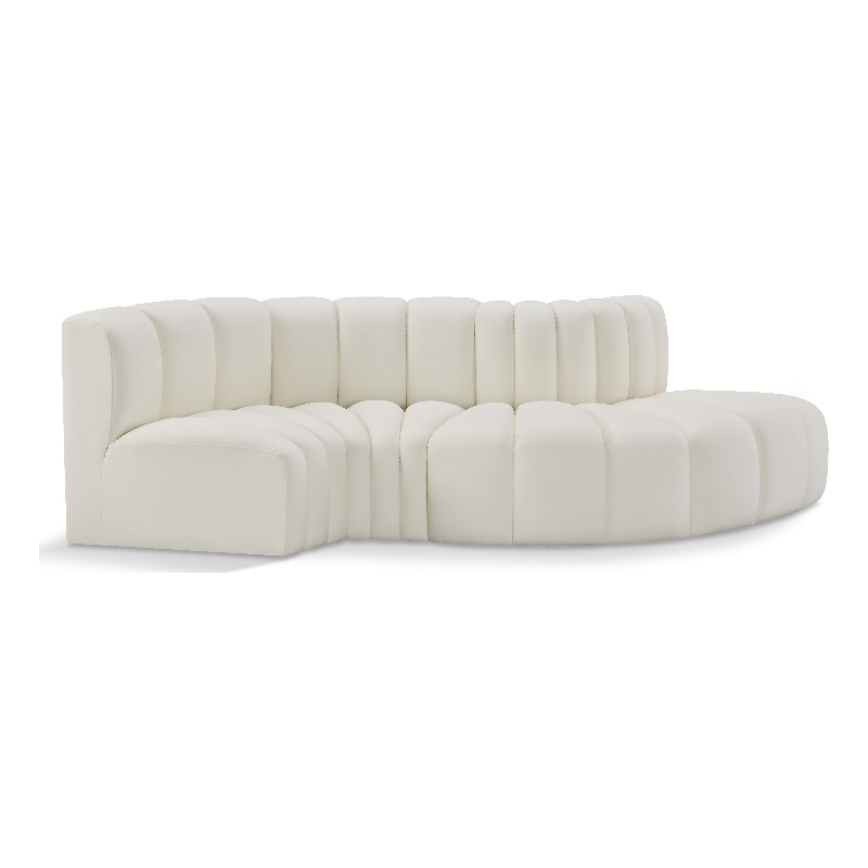 Meridian Furniture Arc Cream Vegan Leather Modular Sectional