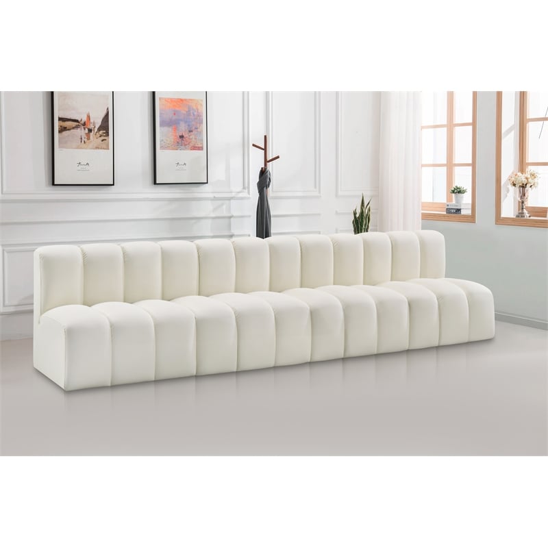 Meridian Furniture Arc Cream Vegan Leather Modular Sectional