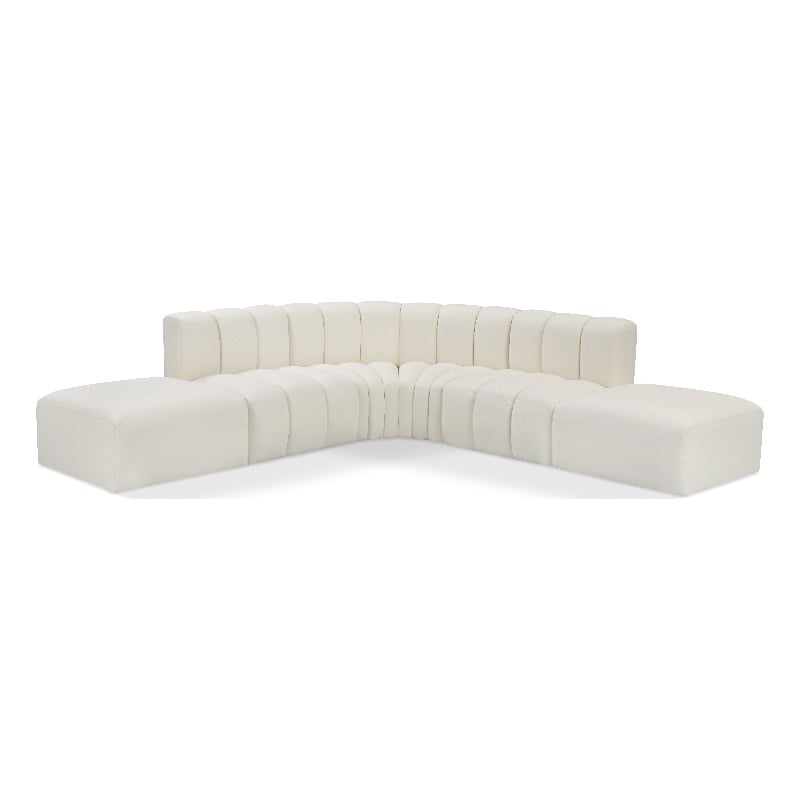 Meridian Furniture Arc Cream Vegan Leather Modular Sectional