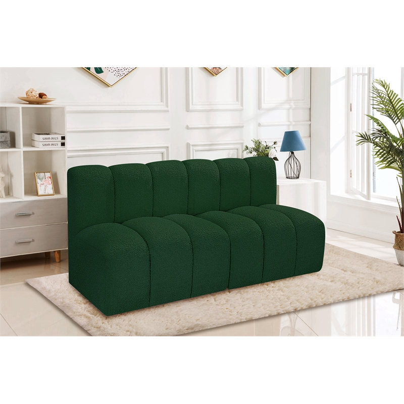 Meridian Furniture Arc Green Boucle Fabric Modular Sectional