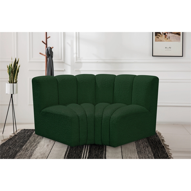 Meridian Furniture Arc Green Boucle Fabric Modular Sectional