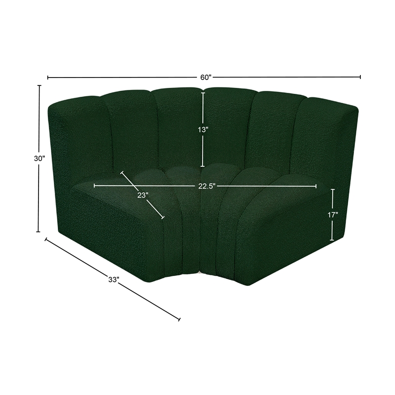 Meridian Furniture Arc Green Boucle Fabric Modular Sectional