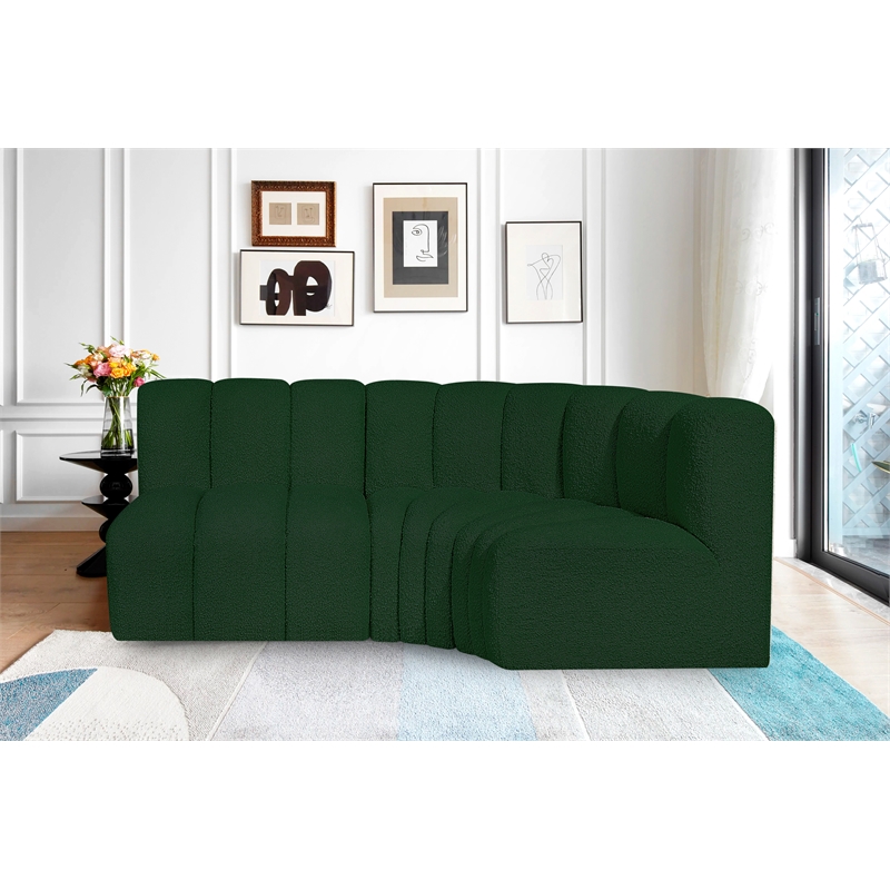 Meridian Furniture Arc Green Boucle Fabric Modular Sectional