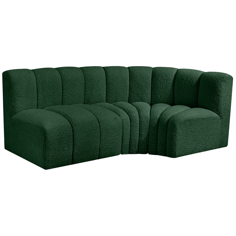 Meridian Furniture Arc Green Boucle Fabric Modular Sectional