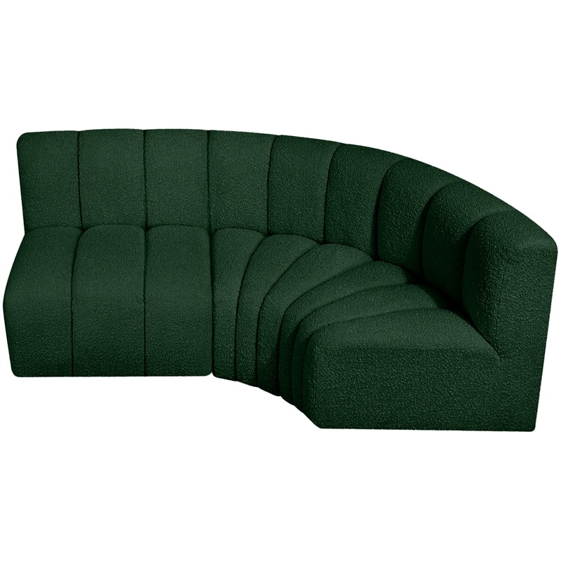 Meridian Furniture Arc Green Boucle Fabric Modular Sectional