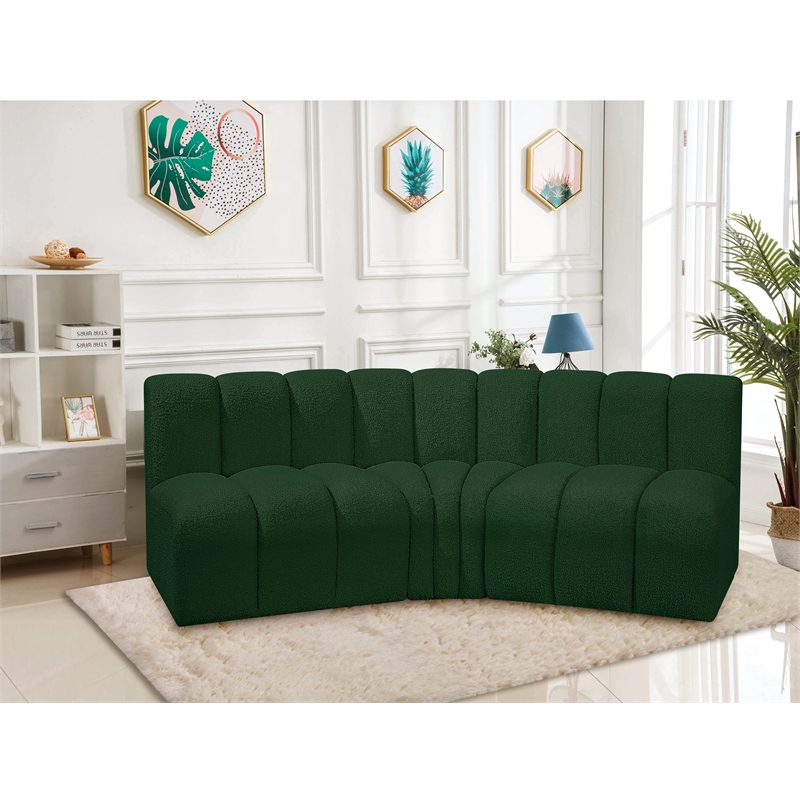 Meridian Furniture Arc Green Boucle Fabric Modular Sectional