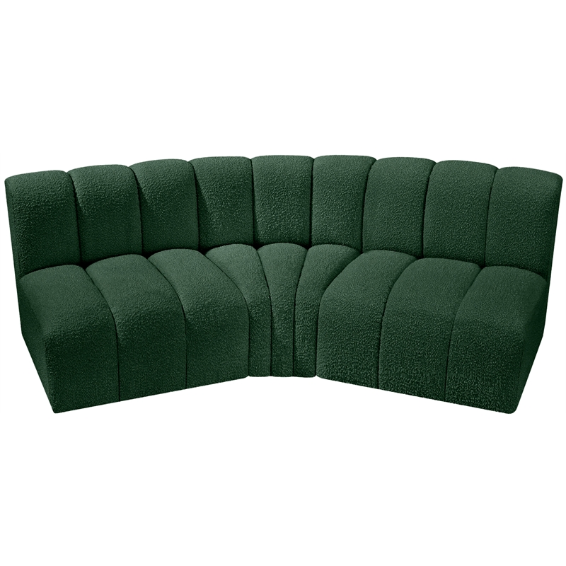 Meridian Furniture Arc Green Boucle Fabric Modular Sectional