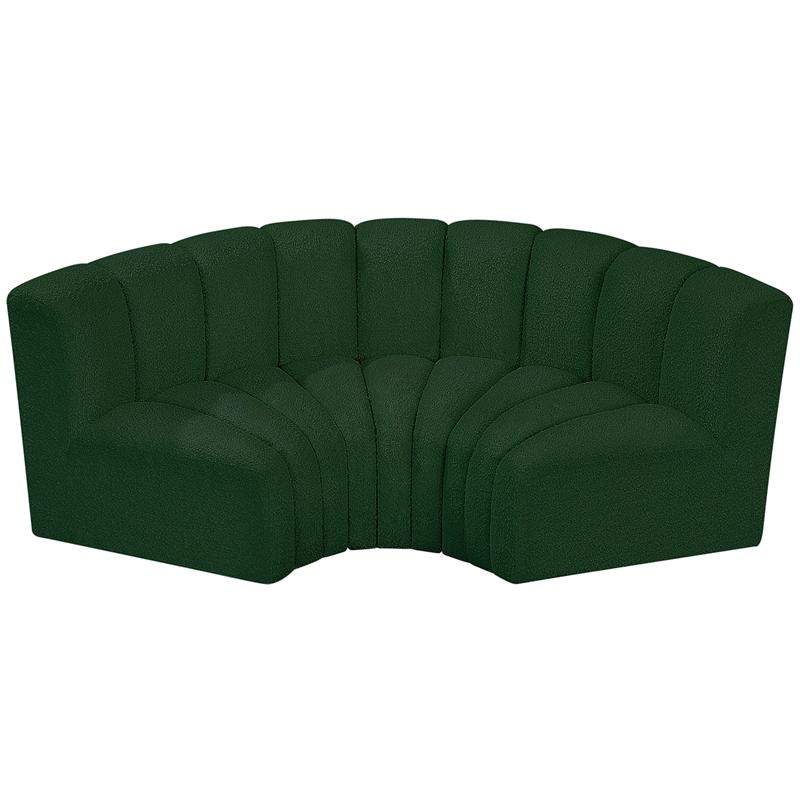 Meridian Furniture Arc Green Boucle Fabric Modular Sectional