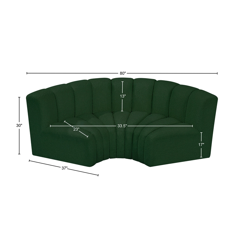 Meridian Furniture Arc Green Boucle Fabric Modular Sectional