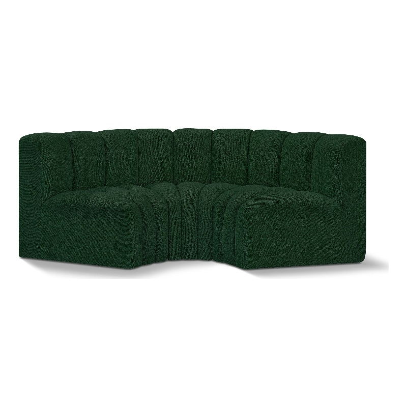 Meridian Furniture Arc Green Boucle Fabric Modular Sectional