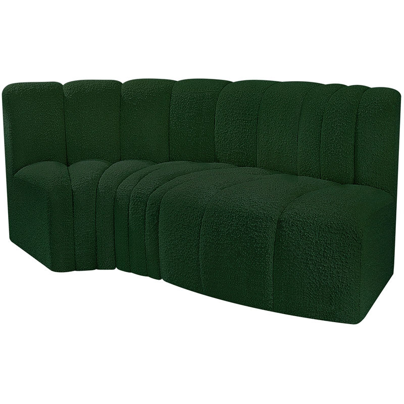 Meridian Furniture Arc Green Boucle Fabric Modular Sectional
