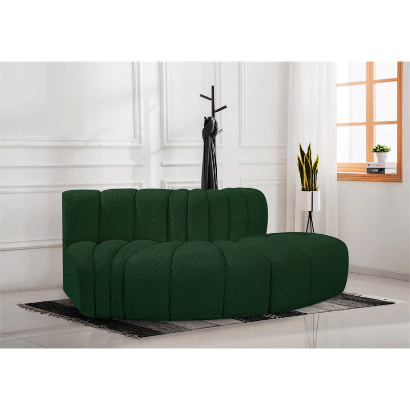 Meridian Furniture Arc Green Boucle Fabric Modular Sectional