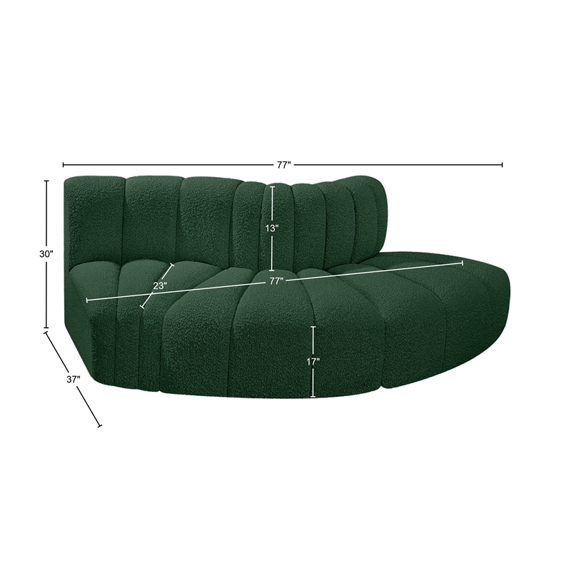Meridian Furniture Arc Green Boucle Fabric Modular Sectional